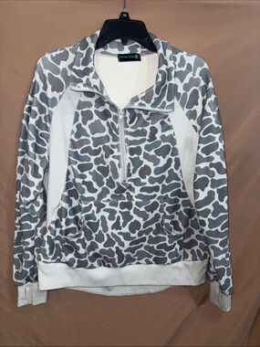 NWOT Women’s Sterling Kreek Small Quarter-Zip Grey Camo-Print Pullover Top